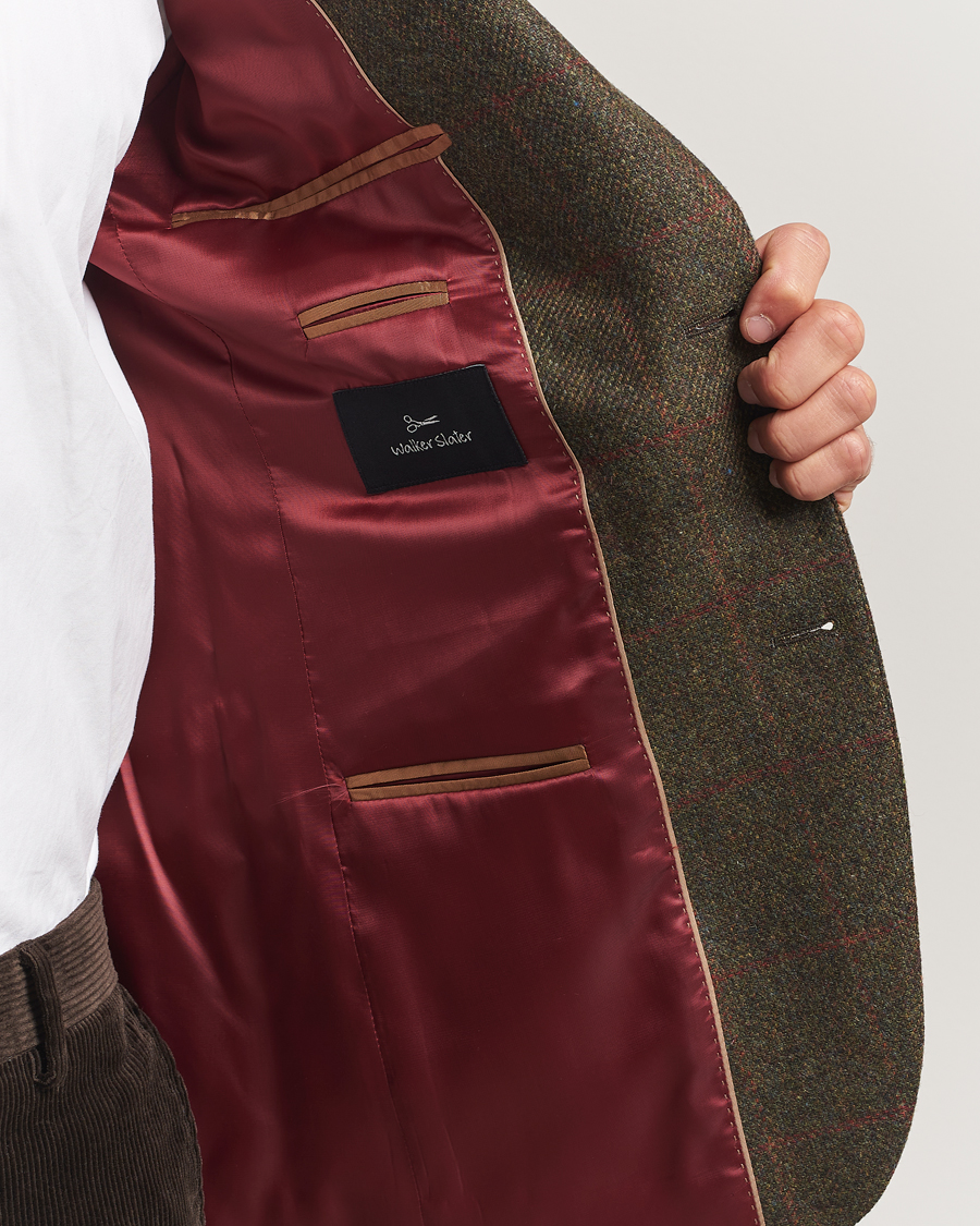 Herre | Blazere & jakker | Walker Slater | Edward Lambswool Windowpane Blazer Dark Green