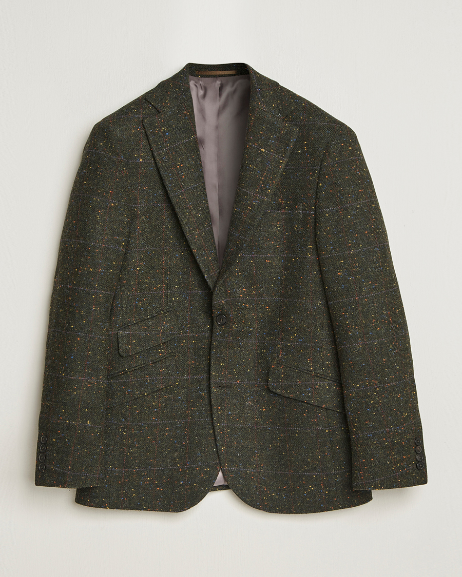 Herre | Blazere & jakker | Walker Slater | Edward Lambswool Donegal Windowpane Blazer Dark Green