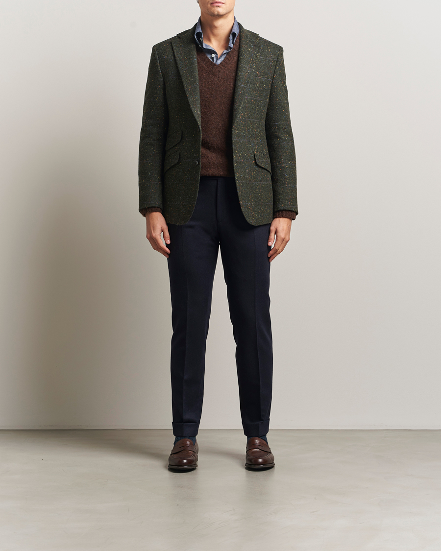 Herre | Blazere & jakker | Walker Slater | Edward Lambswool Donegal Windowpane Blazer Dark Green
