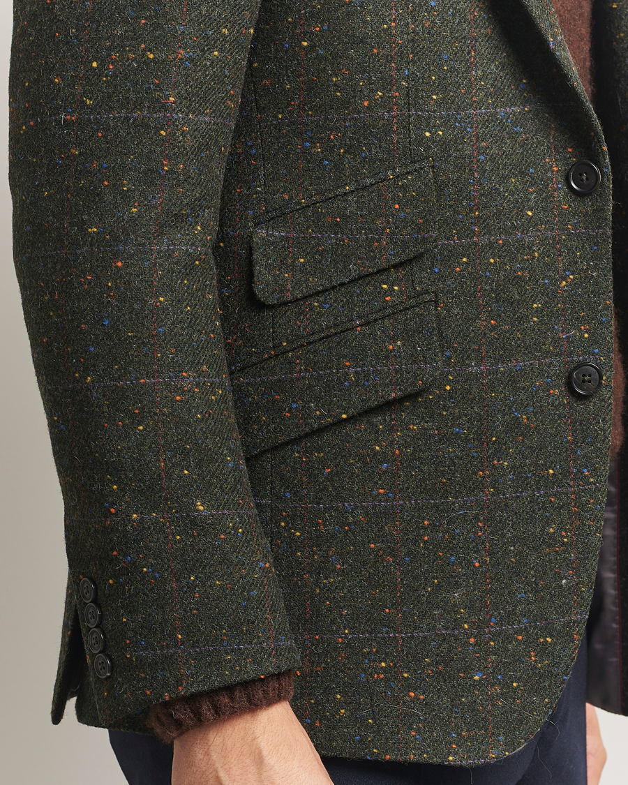 Herre | Blazere & jakker | Walker Slater | Edward Lambswool Donegal Windowpane Blazer Dark Green