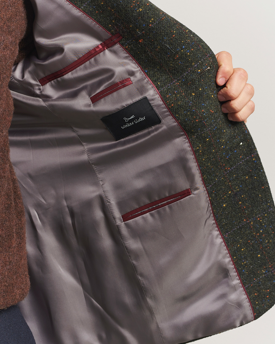 Herre | Blazere & jakker | Walker Slater | Edward Lambswool Donegal Windowpane Blazer Dark Green