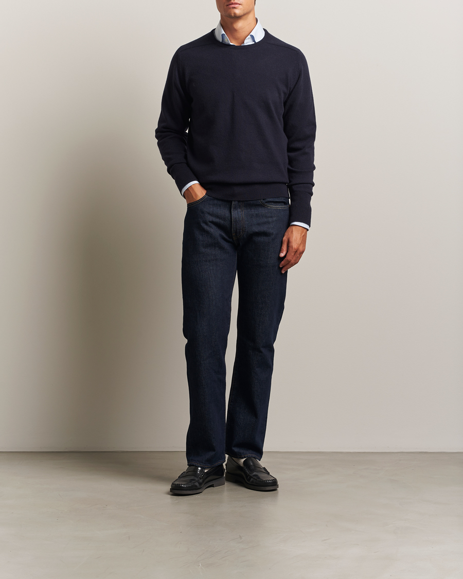 Herre | Trøjer | William Lockie | Melrose Cashmere Crew Neck Dark Navy