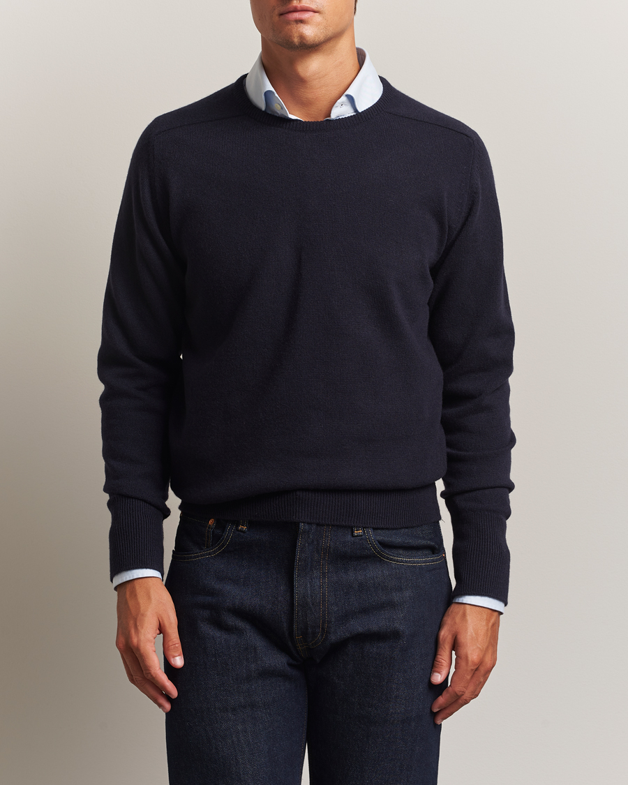 Herre | Trøjer | William Lockie | Melrose Cashmere Crew Neck Dark Navy