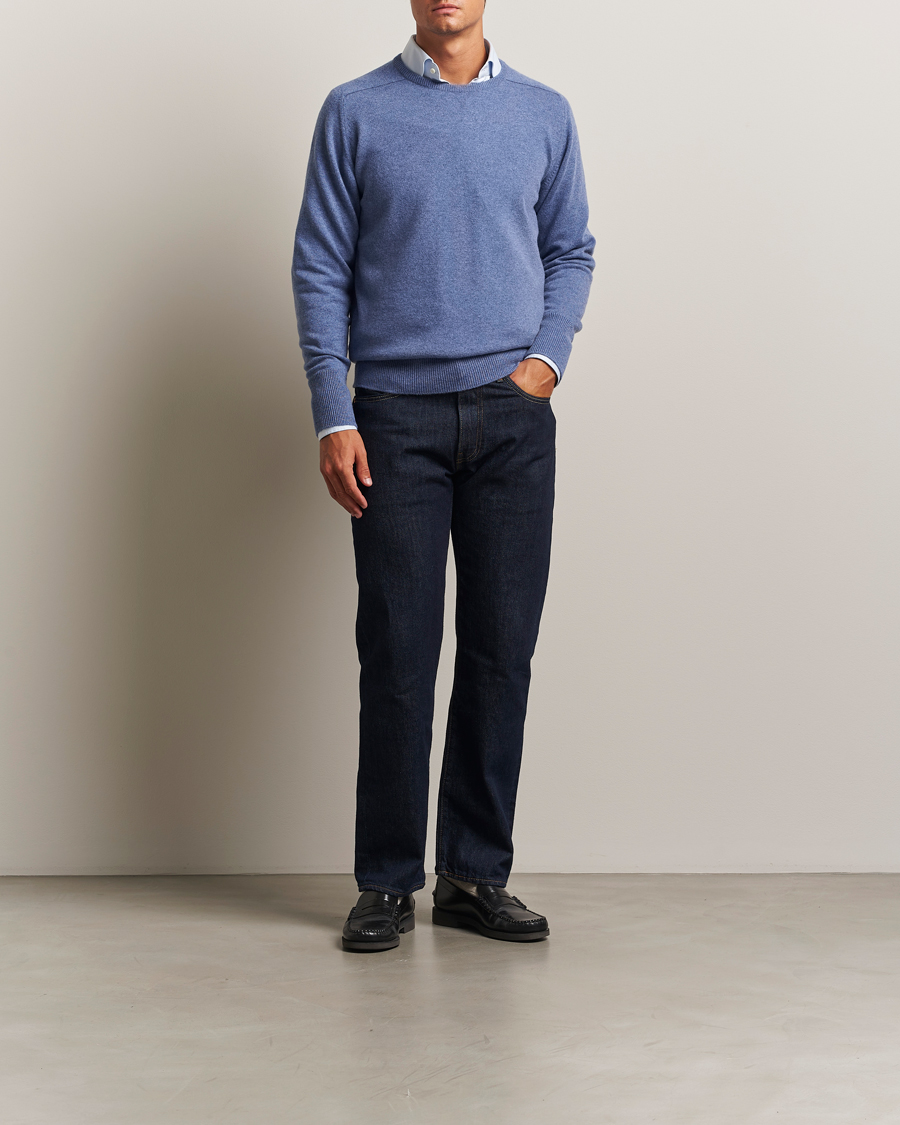 Herre | Trøjer | William Lockie | Melrose Cashmere Crew Neck Blue