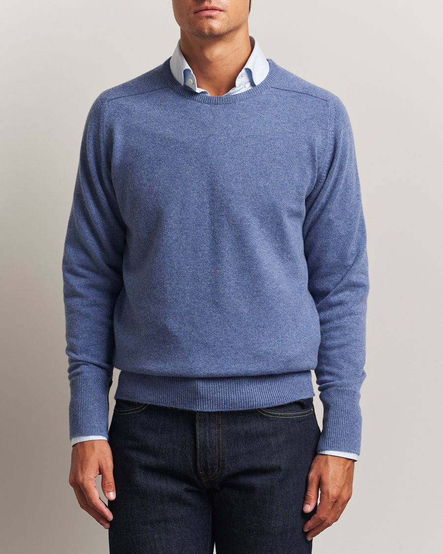 Herre | Trøjer | William Lockie | Melrose Cashmere Crew Neck Blue