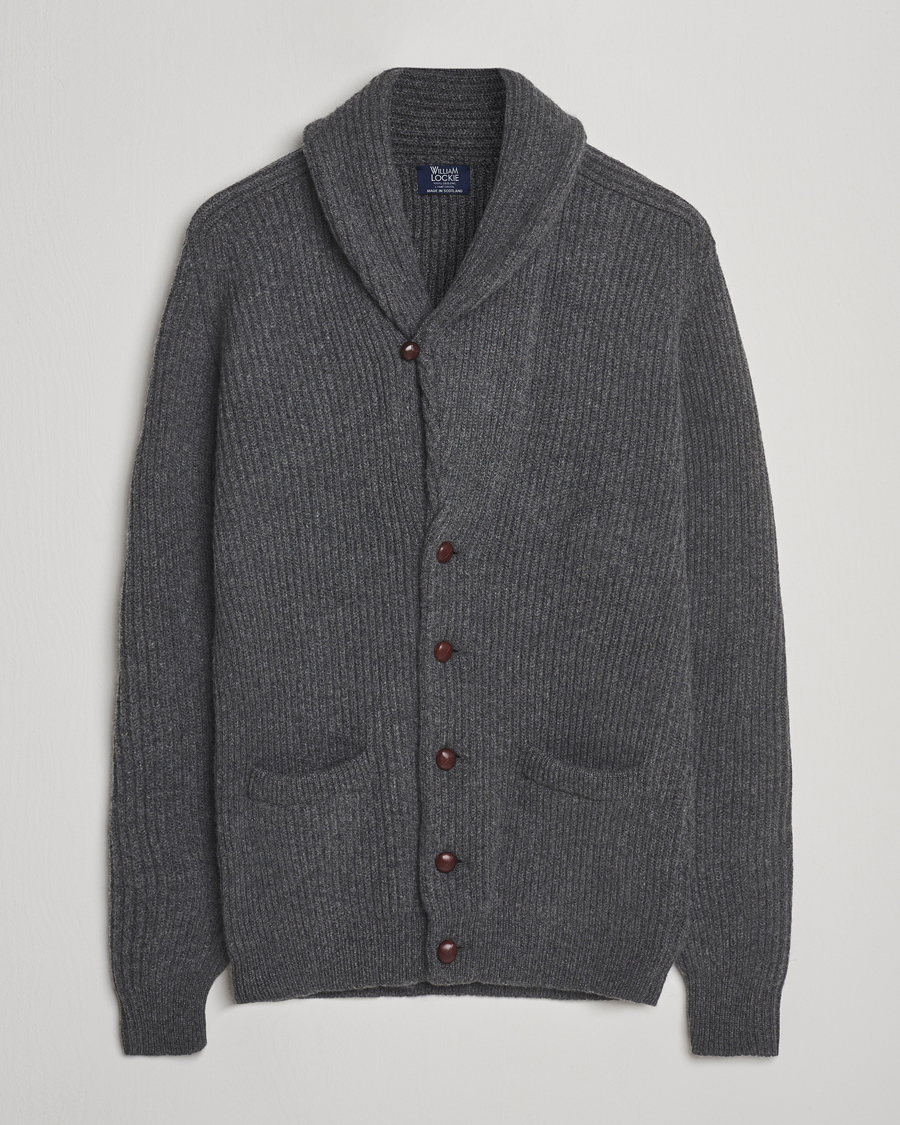 Herre | Trøjer | William Lockie | Windsor Geelong Lambswool Shawl Cardigan Grey