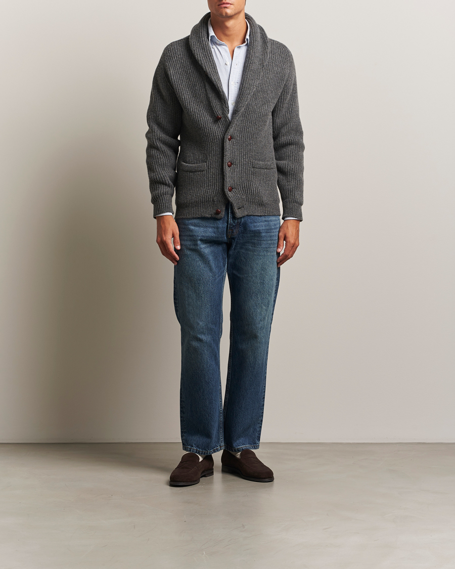 Herre | Trøjer | William Lockie | Windsor Geelong Lambswool Shawl Cardigan Grey