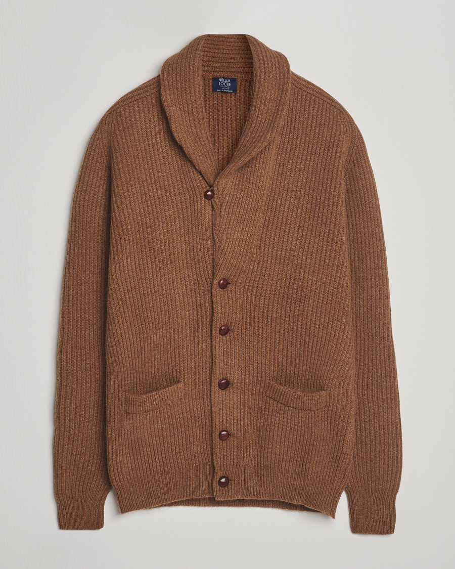 Herre | Trøjer | William Lockie | Windsor Geelong Lambswool Shawl Cardigan Brown