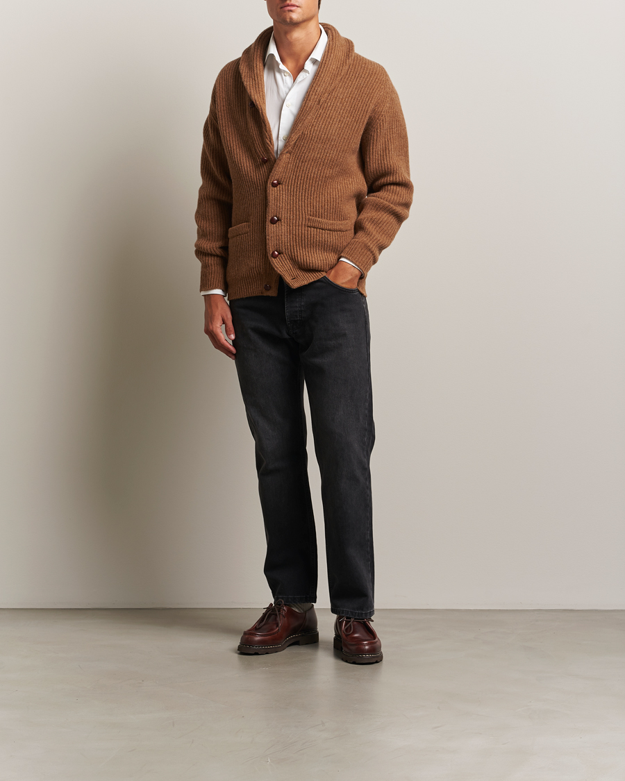 Herre | Trøjer | William Lockie | Windsor Geelong Lambswool Shawl Cardigan Brown