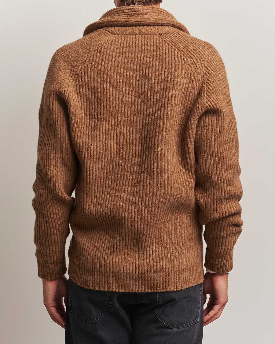 Herre | Trøjer | William Lockie | Windsor Geelong Lambswool Shawl Cardigan Brown