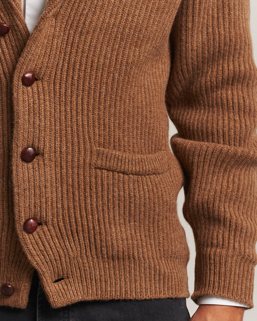 Herre | Trøjer | William Lockie | Windsor Geelong Lambswool Shawl Cardigan Brown