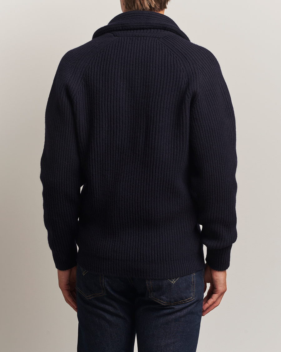 Herre | Trøjer | William Lockie | Windsor Geelong Lambswool Shawl Cardigan Navy