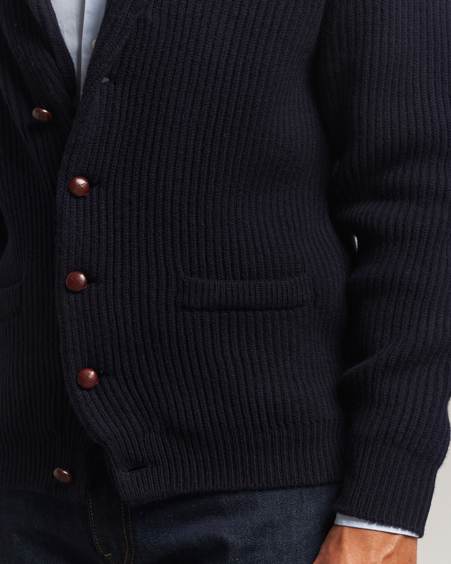 Herre | Trøjer | William Lockie | Windsor Geelong Lambswool Shawl Cardigan Navy
