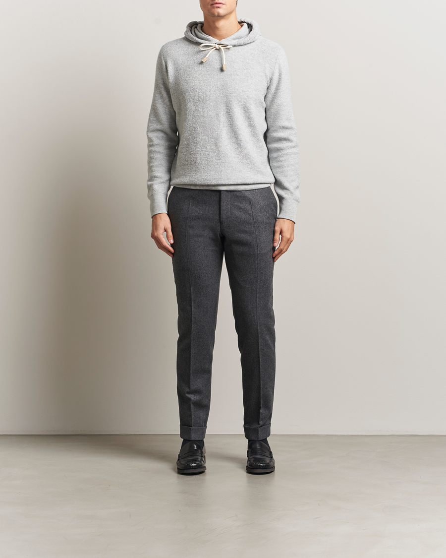 Herre | Trøjer | Gran Sasso | Boiled Wool Hoodie Light Grey Melange