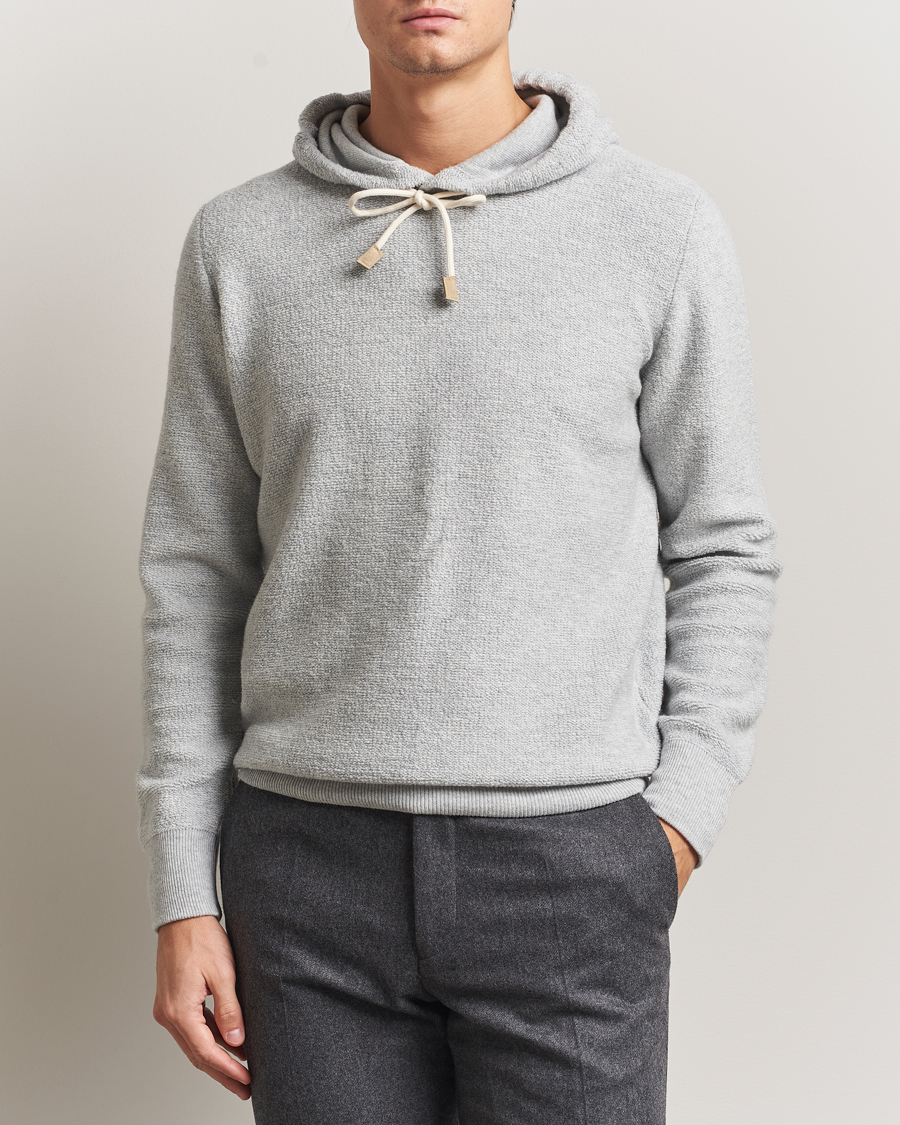 Herre | Trøjer | Gran Sasso | Boiled Wool Hoodie Light Grey Melange