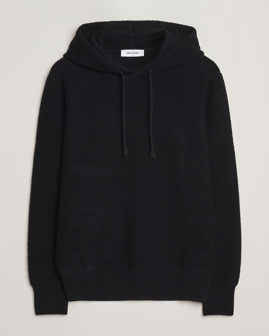 Herre | Trøjer | Gran Sasso | Boiled Wool Hoodie Black