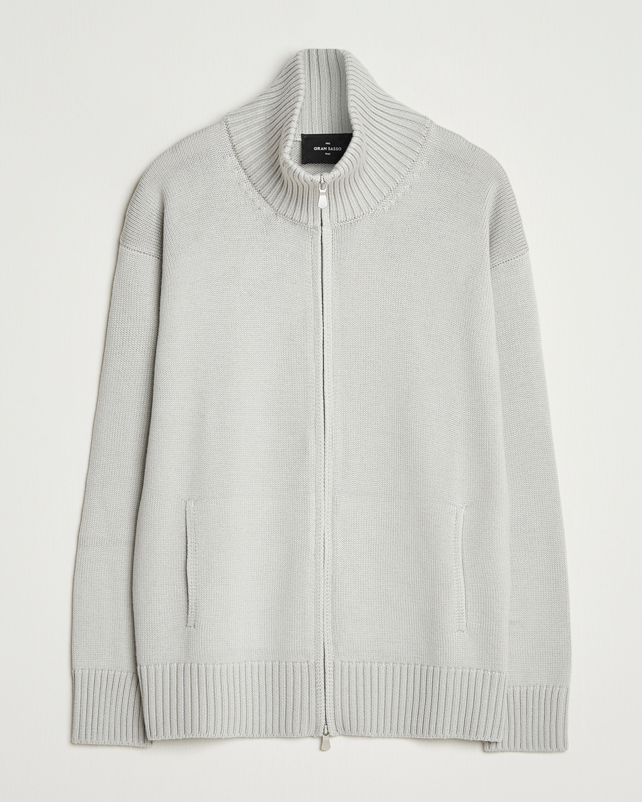 Herre | Trøjer | Gran Sasso | Heavy Knitted Merino Full Zip Light Grey Melange