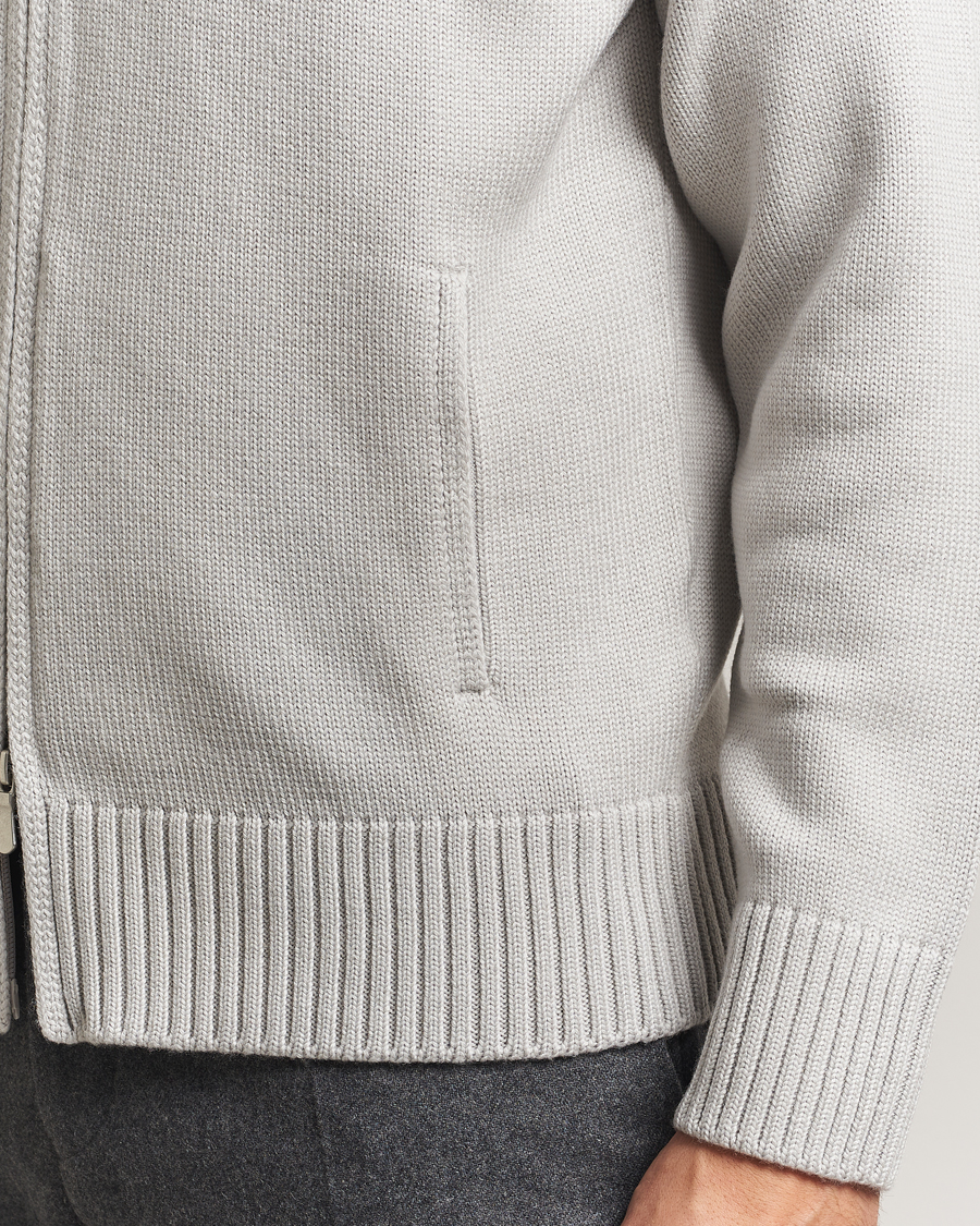 Herre | Trøjer | Gran Sasso | Heavy Knitted Merino Full Zip Light Grey Melange