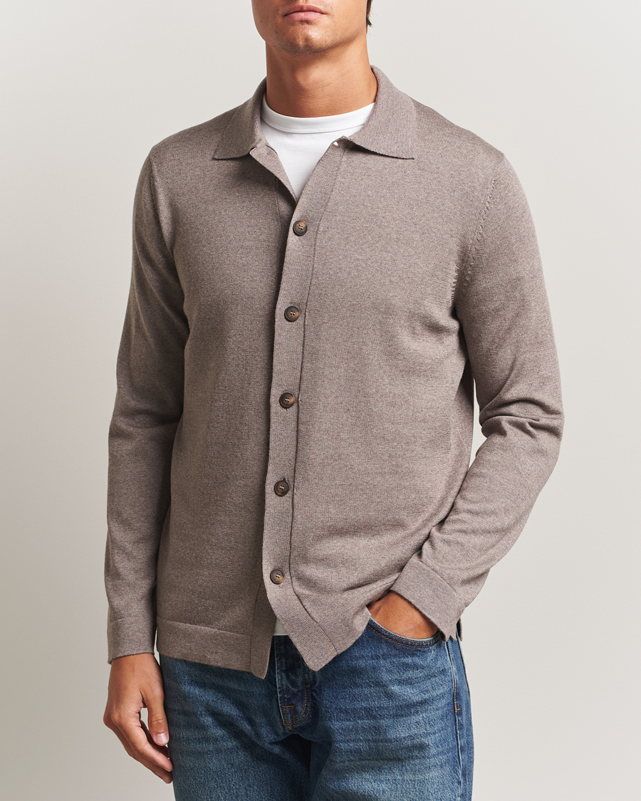 Herre | Trøjer | Gran Sasso | Wool Knitted Cardigan Beige Melange