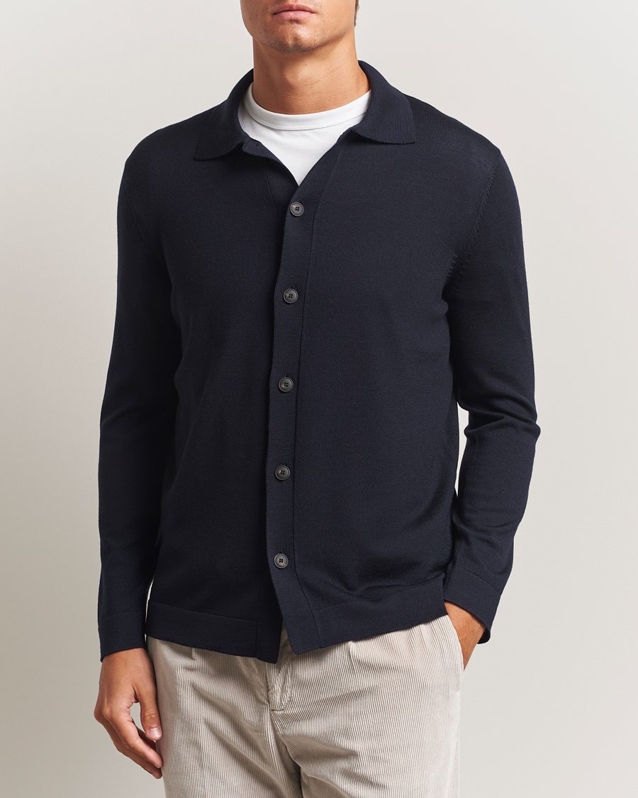 Herre | Trøjer | Gran Sasso | Wool Knitted Cardigan Navy