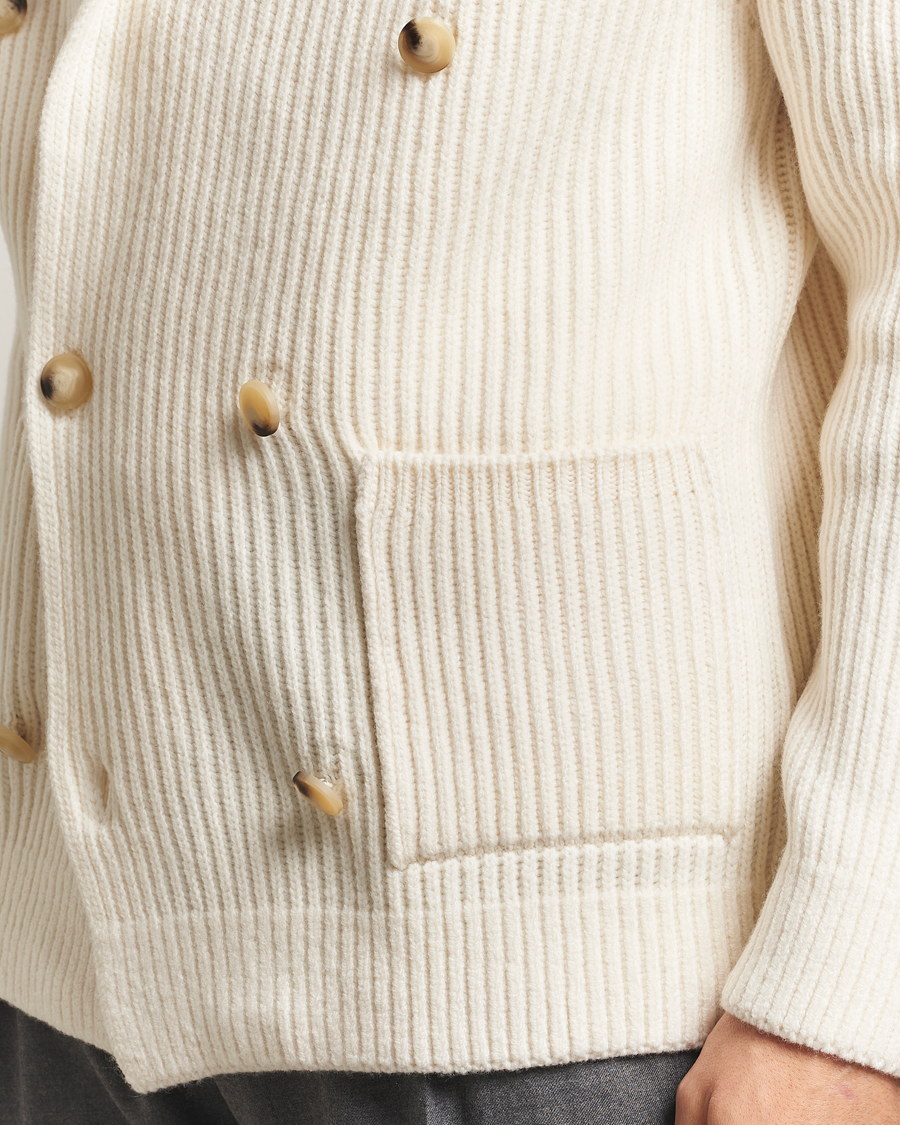 Herre | Trøjer | Gran Sasso | Shawl Collar Heavy Knitted Wool Cardigan Cream