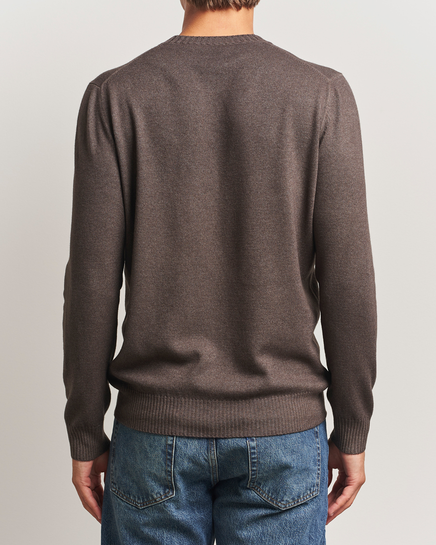 Herre | Trøjer | Gran Sasso | Wool/Cashmere Washed Crew Neck Brown Melange