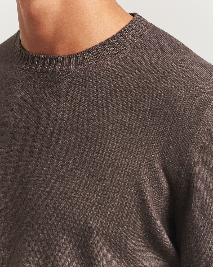 Herre | Trøjer | Gran Sasso | Wool/Cashmere Washed Crew Neck Brown Melange