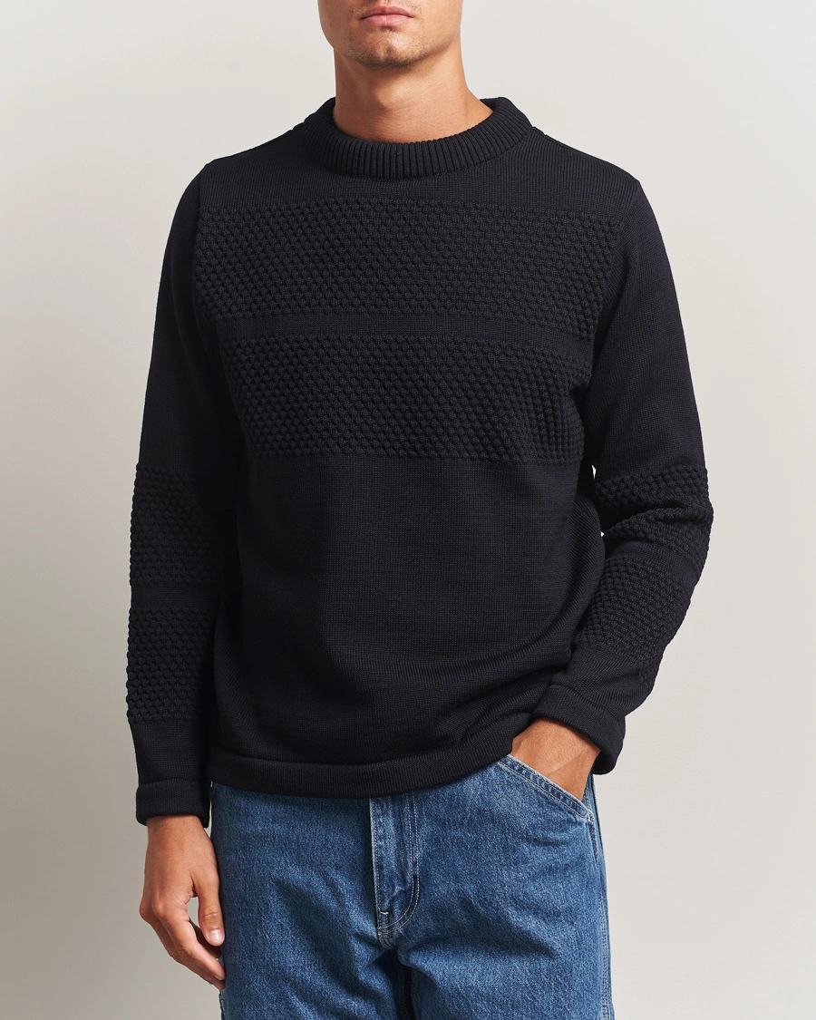 Herre | Trøjer | S.N.S. Herning | Fisherman Wool Crew Neck Navy