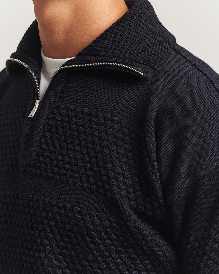 Herre | Trøjer | S.N.S. Herning | Fisherman Wool Short Zip Navy