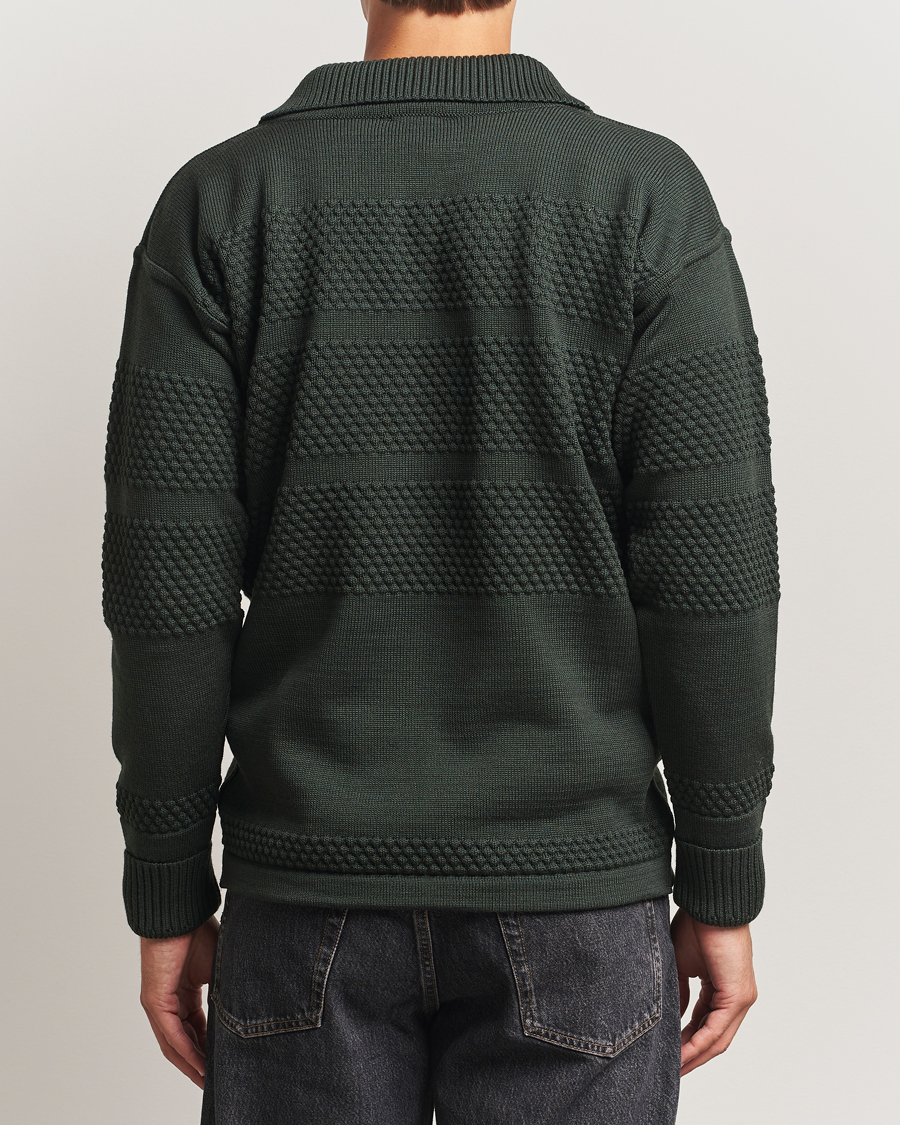 Herre | Trøjer | S.N.S. Herning | Fisherman Wool Short Zip Dark Forest Green
