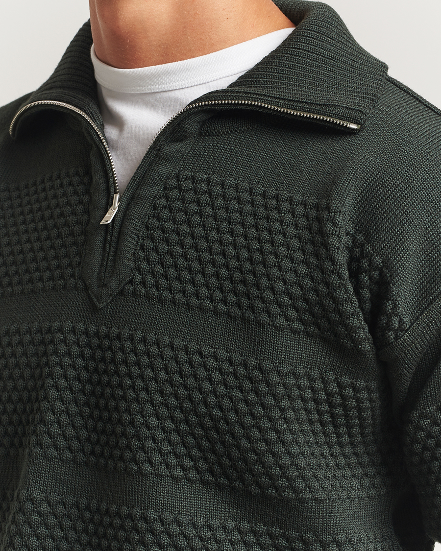 Herre | Trøjer | S.N.S. Herning | Fisherman Wool Short Zip Dark Forest Green