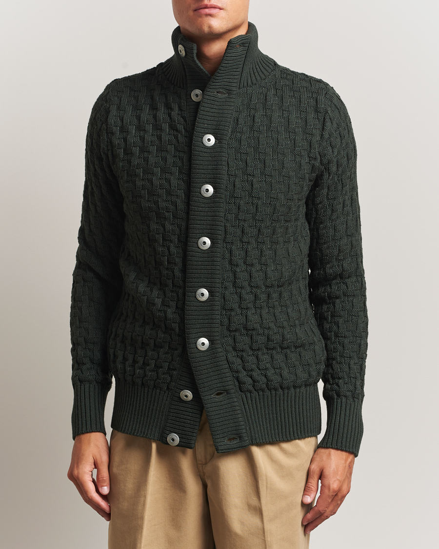 Herre | Trøjer | S.N.S. Herning | Stark Wool Cable Cardigan Dark Forest Green