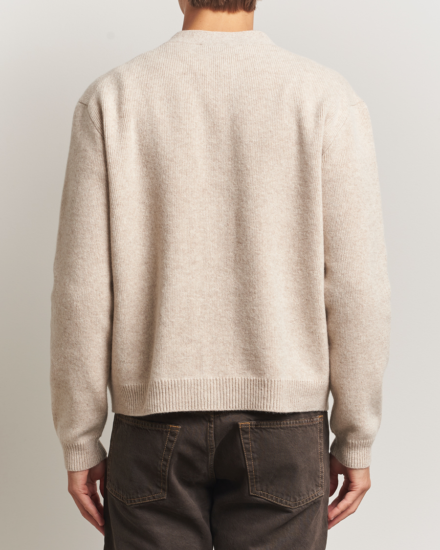 Herre | Trøjer | Maison Kitsuné | Grey Fox Head Milano Lambswool Cardigan Tan Beige