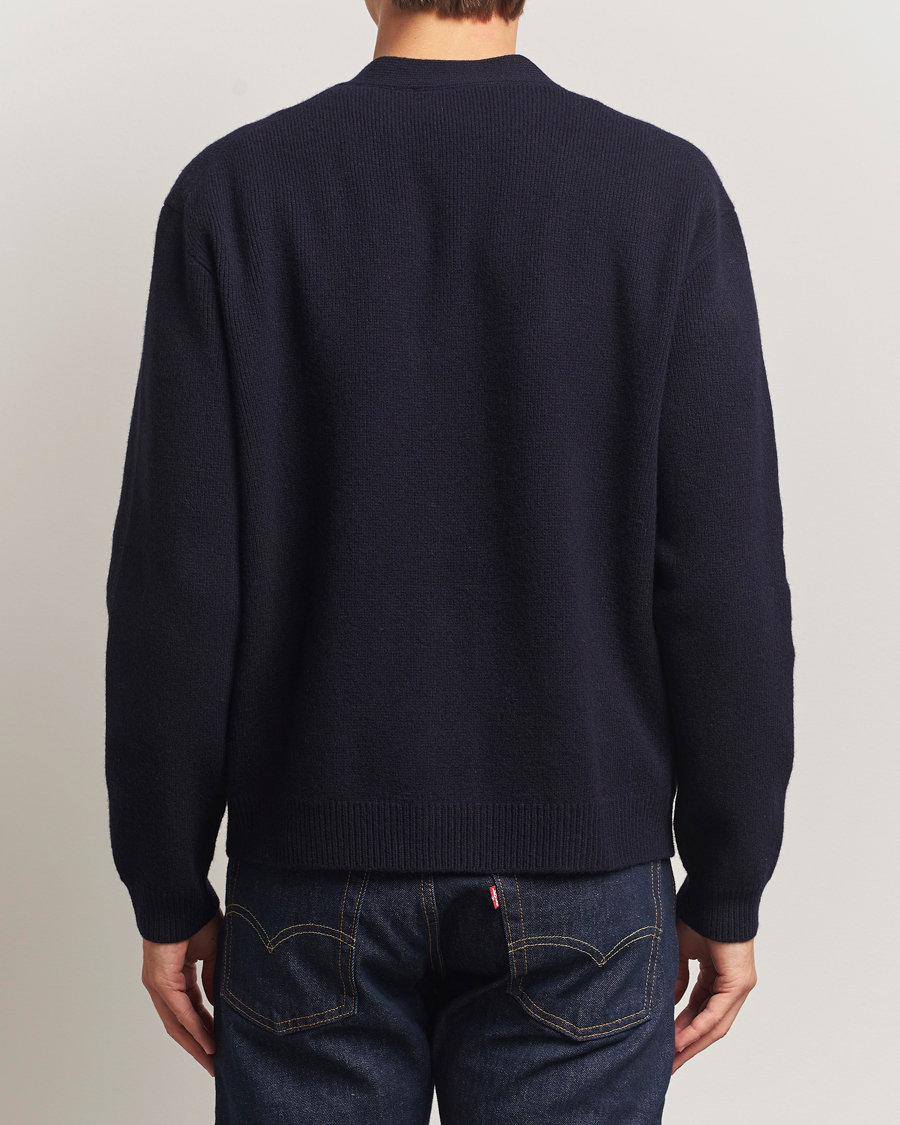 Herre | Trøjer | Maison Kitsuné | Grey Fox Head Milano Lambswool Cardigan Classic Navy