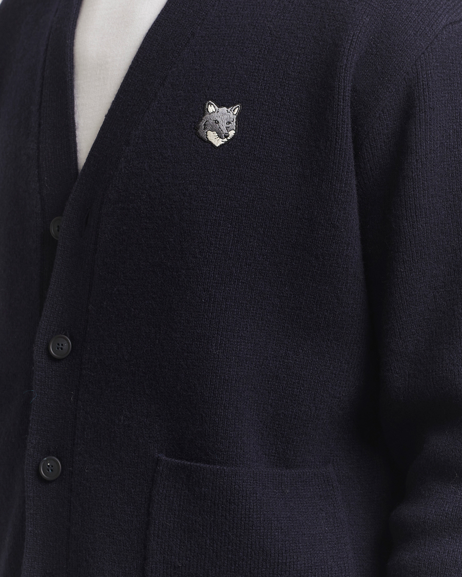 Herre | Trøjer | Maison Kitsuné | Grey Fox Head Milano Lambswool Cardigan Classic Navy