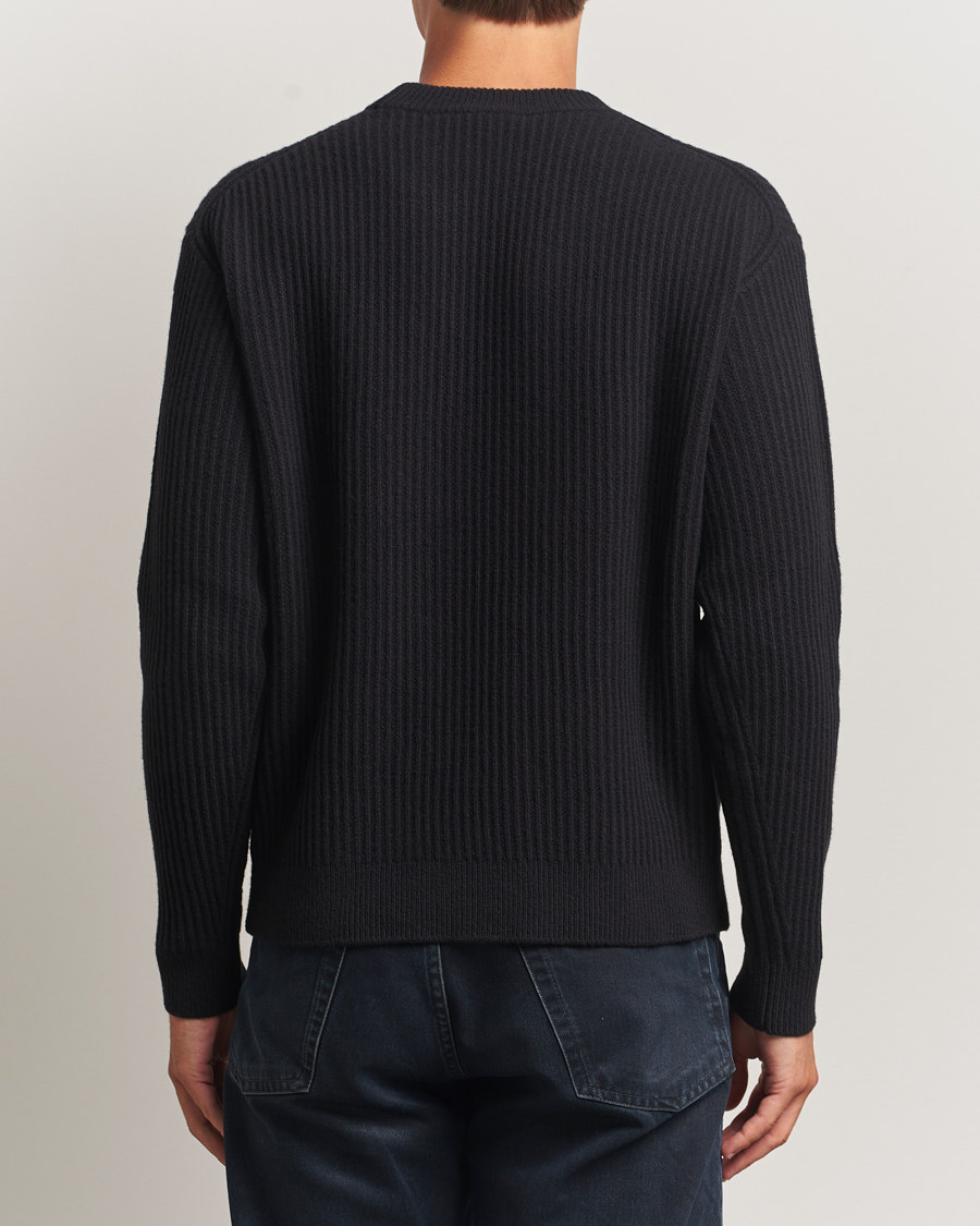 Herre | Trøjer | Maison Kitsuné | Tonal Fox Head Wool Ribbed Sweater Black