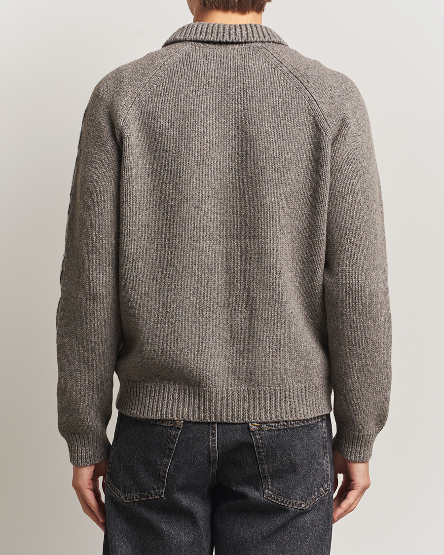 Herre | Trøjer | Maison Kitsuné | College Wool Knitted Full Zip Medium Grey Melange