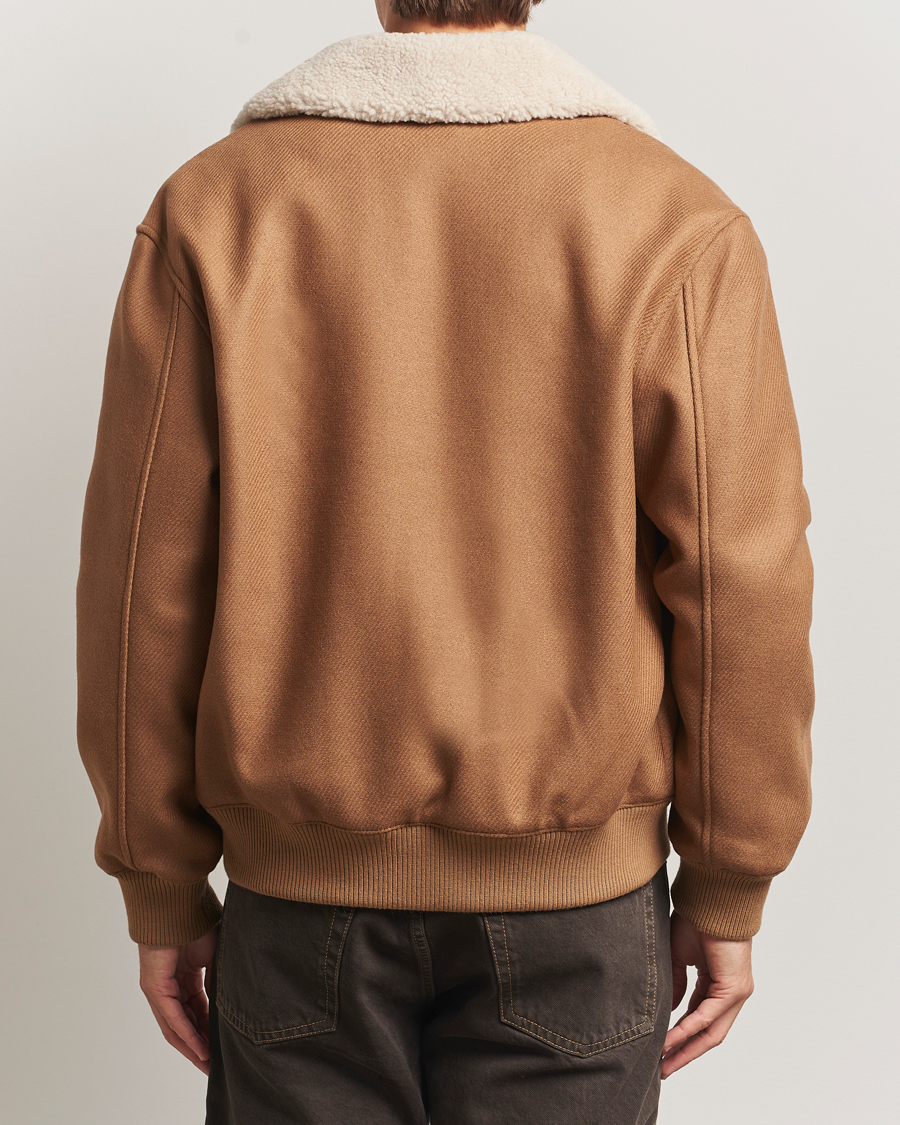 Herre | Jakker | Maison Kitsuné | Wool Shearling Collar Aviator Jacket Ginger Brown