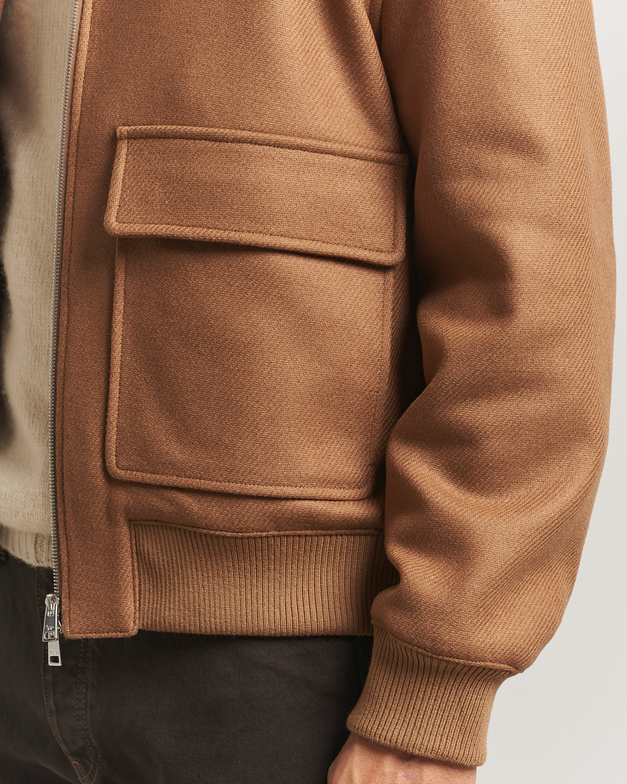 Herre | Jakker | Maison Kitsuné | Wool Shearling Collar Aviator Jacket Ginger Brown