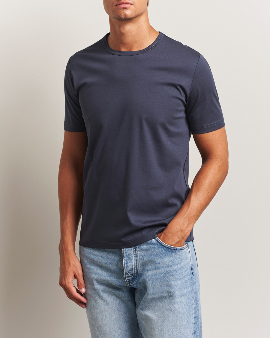 Herre | T-Shirts | Tiger of Sweden | Olaf Mercerized Cotton T-Shirt Light Ink
