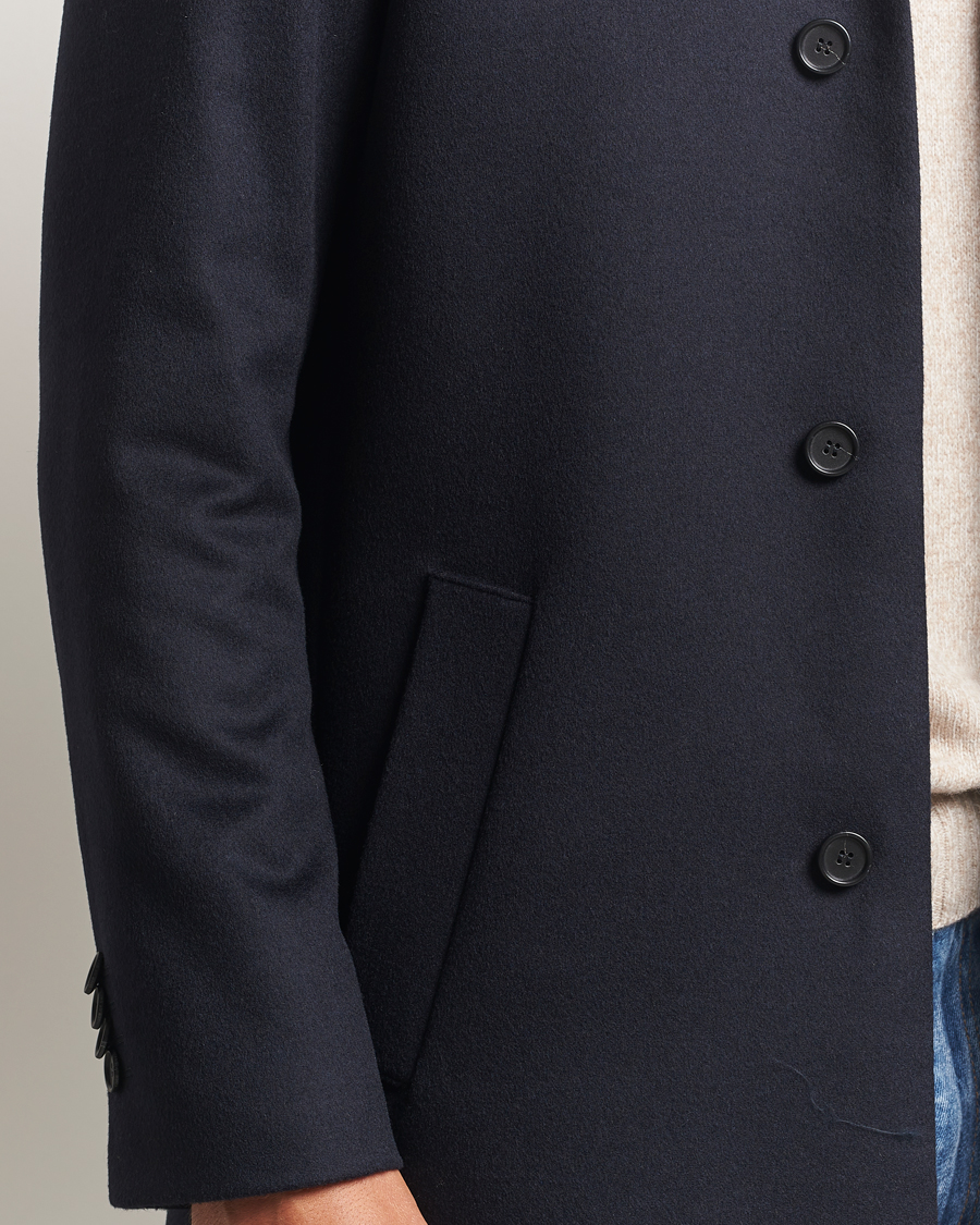 Herre | Jakker | Tiger of Sweden | Aleric Wool/Cashmere Stand Up Coat Light Ink