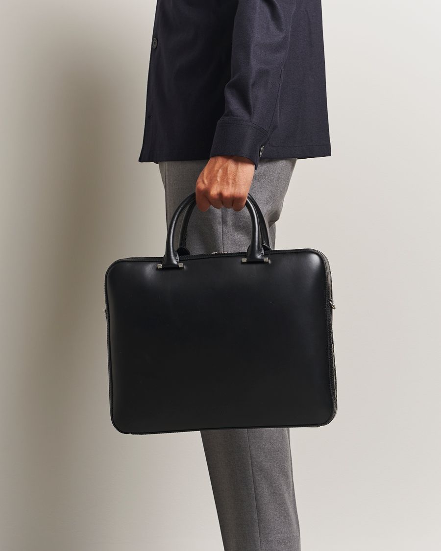 Herre | Tasker | Tiger of Sweden | Valise Smooth Leather Double Zip Briefcase Black