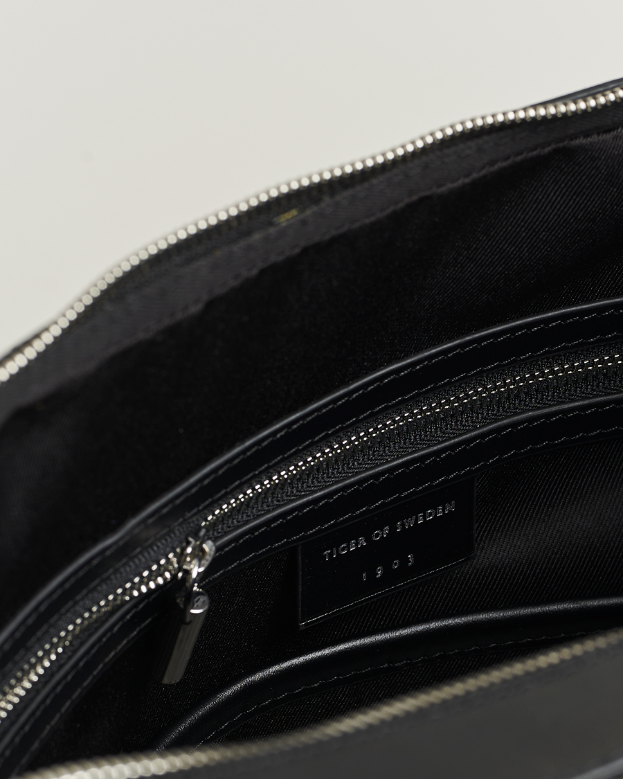 Herre | Tasker | Tiger of Sweden | Valise Smooth Leather Double Zip Briefcase Black