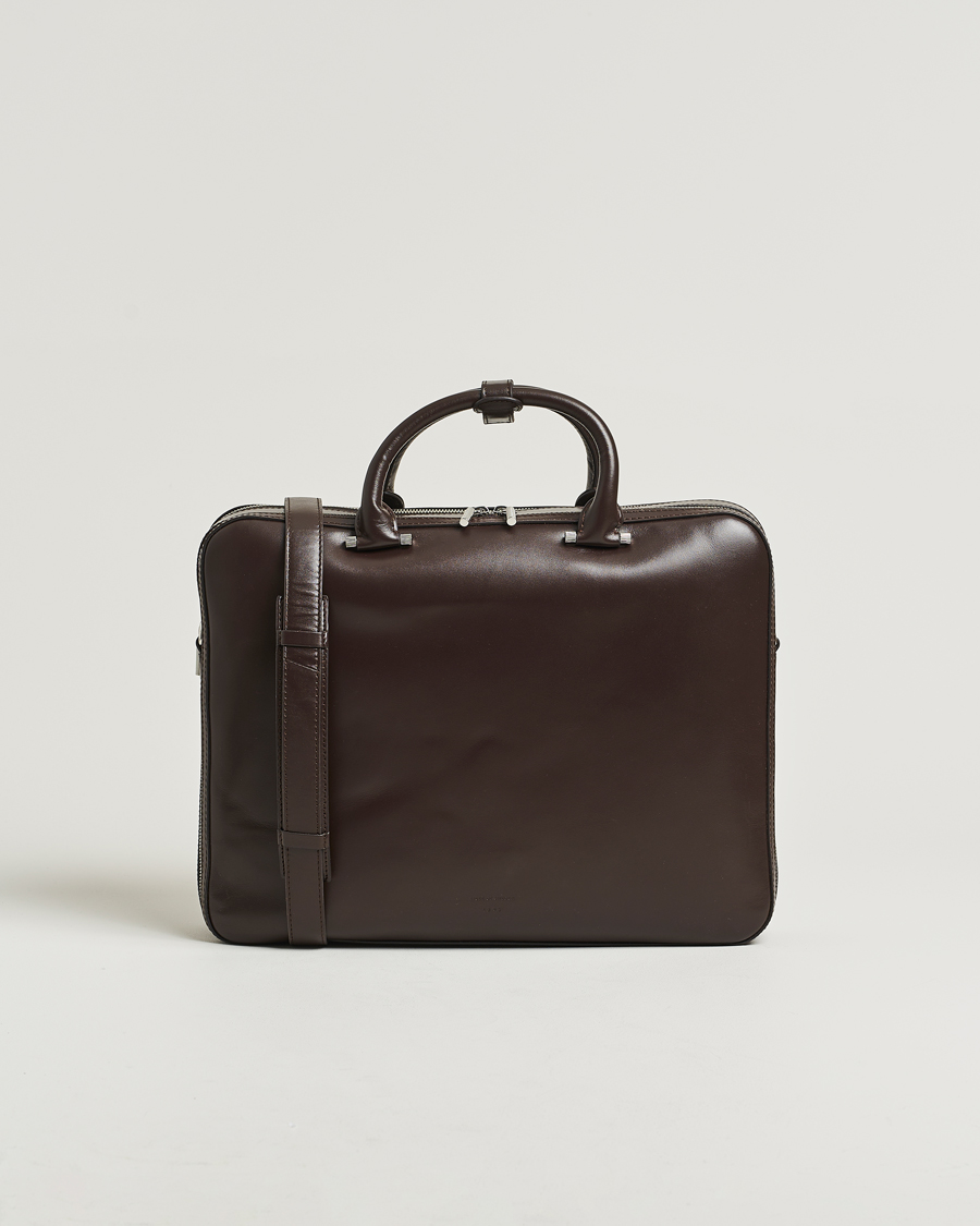 Herre | Tasker | Tiger of Sweden | Valise Smooth Leather Double Zip Briefcase Dark Brown