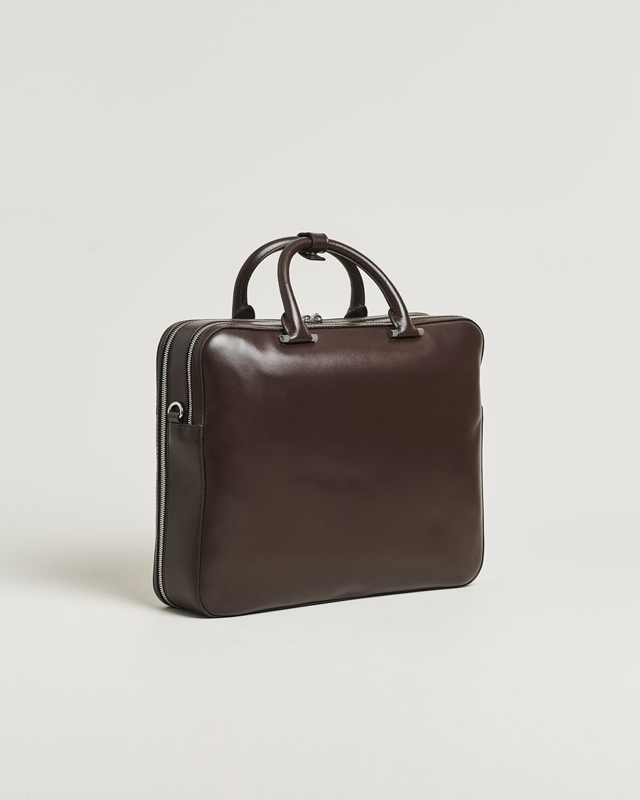 Herre | Tasker | Tiger of Sweden | Valise Smooth Leather Double Zip Briefcase Dark Brown