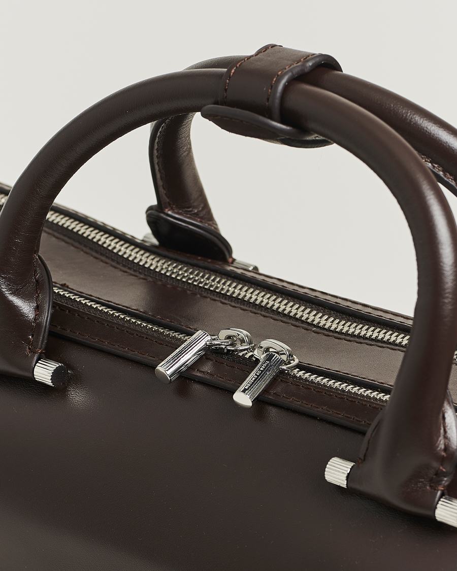 Herre | Tasker | Tiger of Sweden | Valise Smooth Leather Double Zip Briefcase Dark Brown