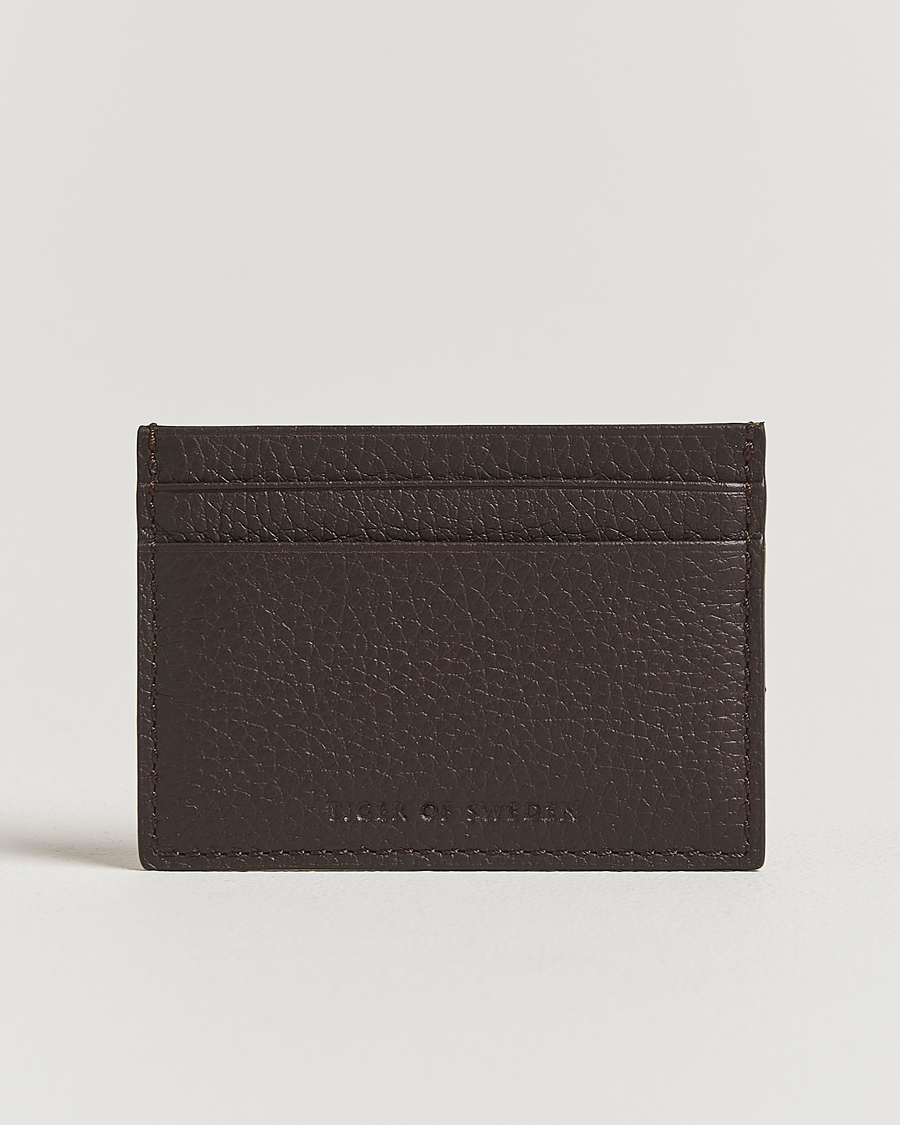 Herre | Punge | Tiger of Sweden | Wake Grained Leather Card Holder Dark Brown