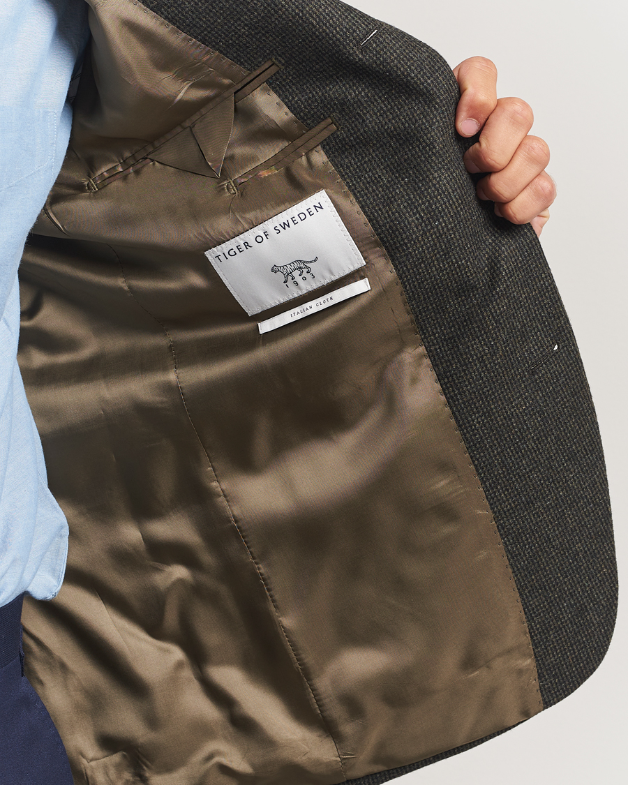 Herre | Blazere & jakker | Tiger of Sweden | Easer Wool Pepita Blazer Midnight Green
