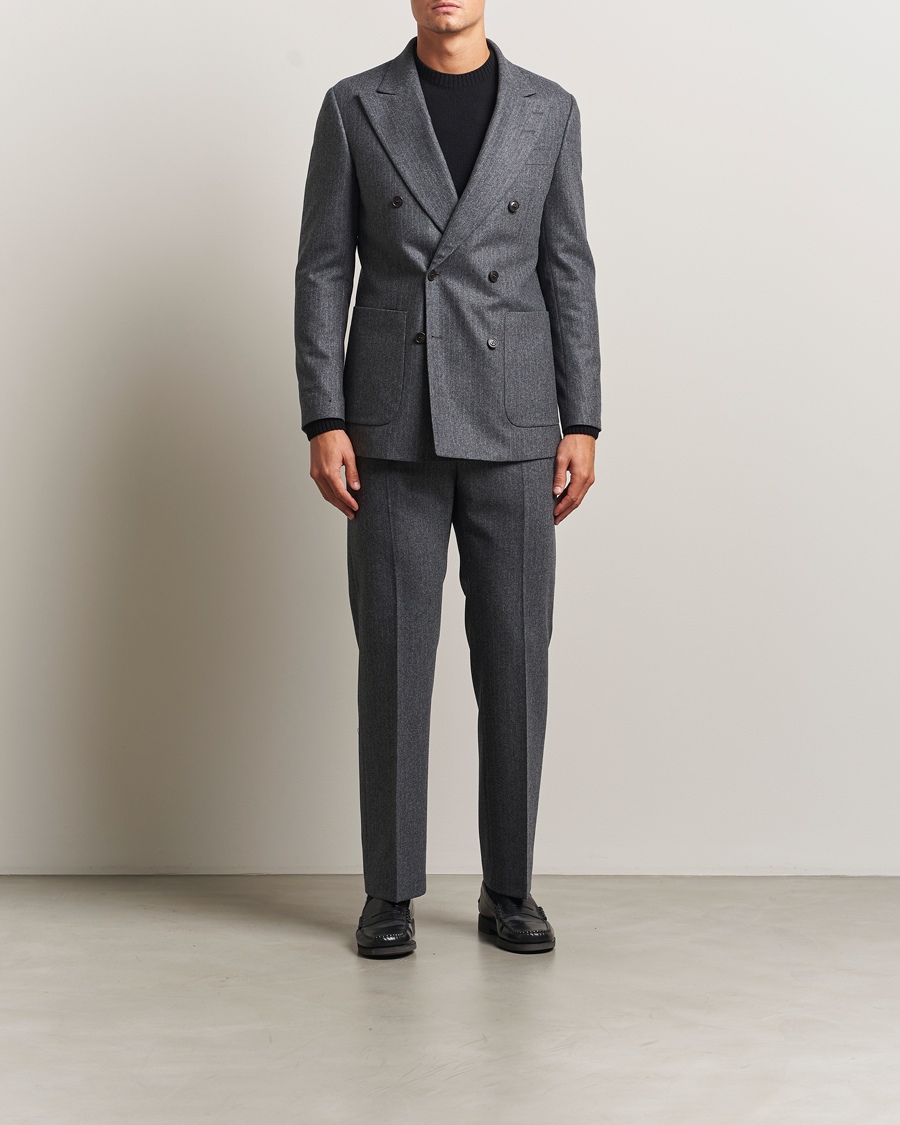 Herre | Blazere & jakker | Tiger of Sweden | Joachim Wool Double Breasted Pinstriped Blazer Silver