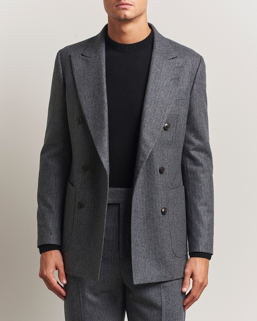 Herre | Blazere & jakker | Tiger of Sweden | Joachim Wool Double Breasted Pinstriped Blazer Silver